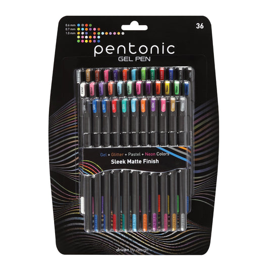 Pentonic Assorted Colors Gel Pens, 36 Count