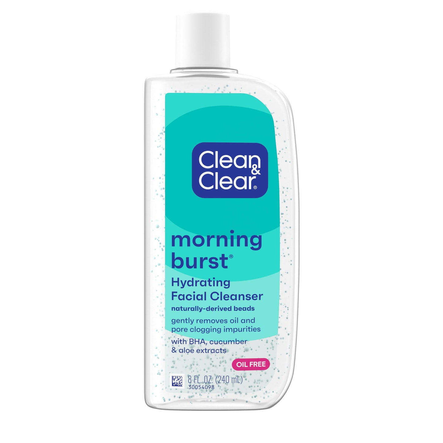 Clean & Clear Morning Burst Oil-Free Hydrating Facial Cleanser with BHA, Cucumber & Aloe Extracts, Face Wash Gently Removes Oil & Pore Clogging Impurities, 8 fl. oz