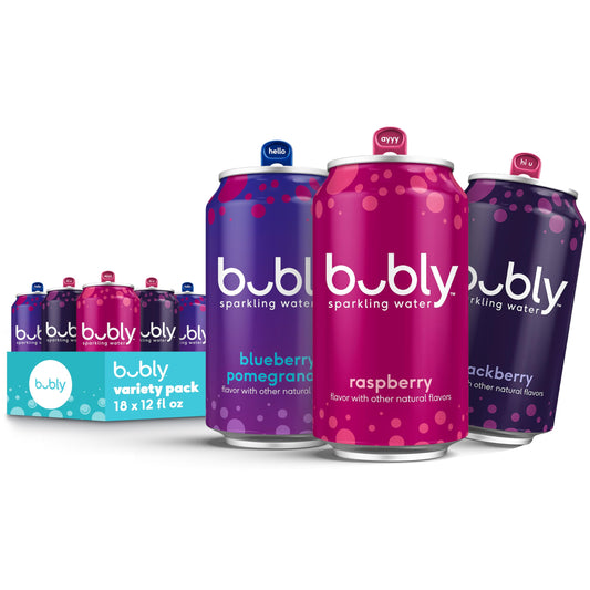 Bubly Sparkling Water, Triple Berry Variety Pack