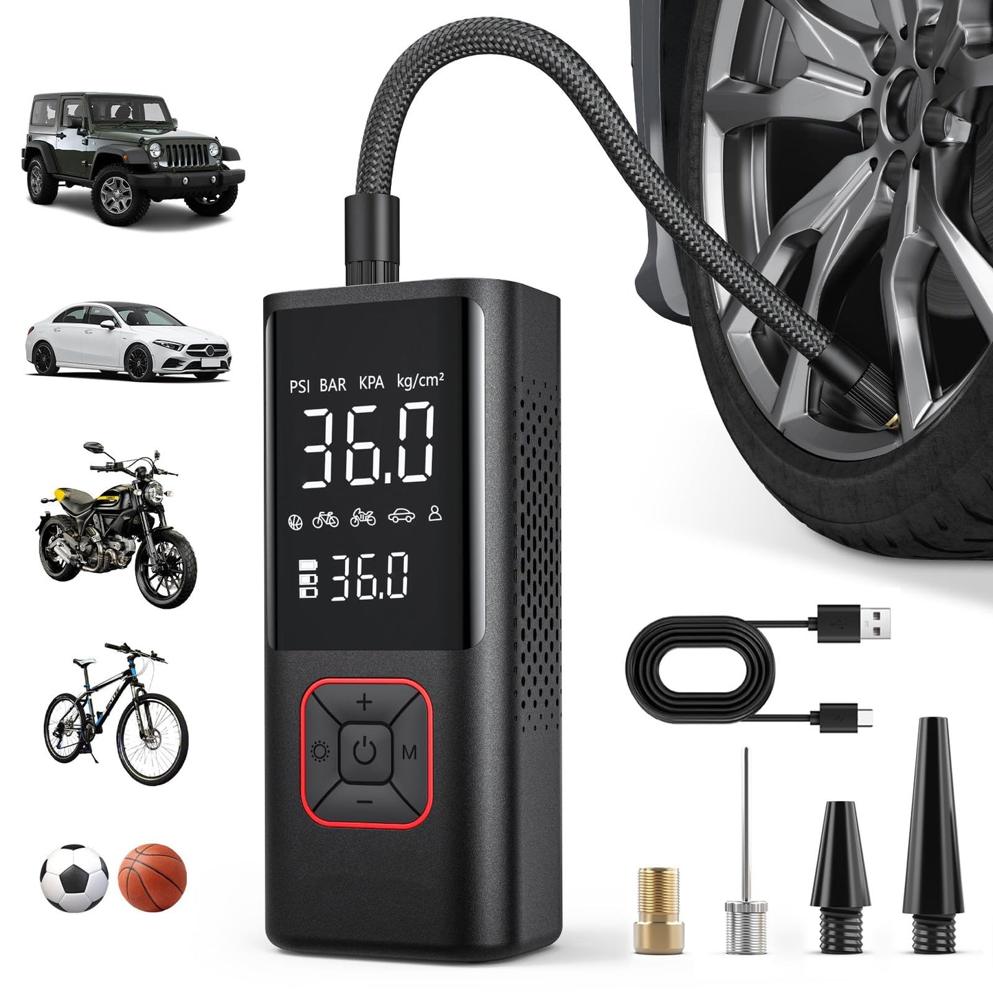 Cordless Tire Inflator Portable Air Compressor - 150PSI