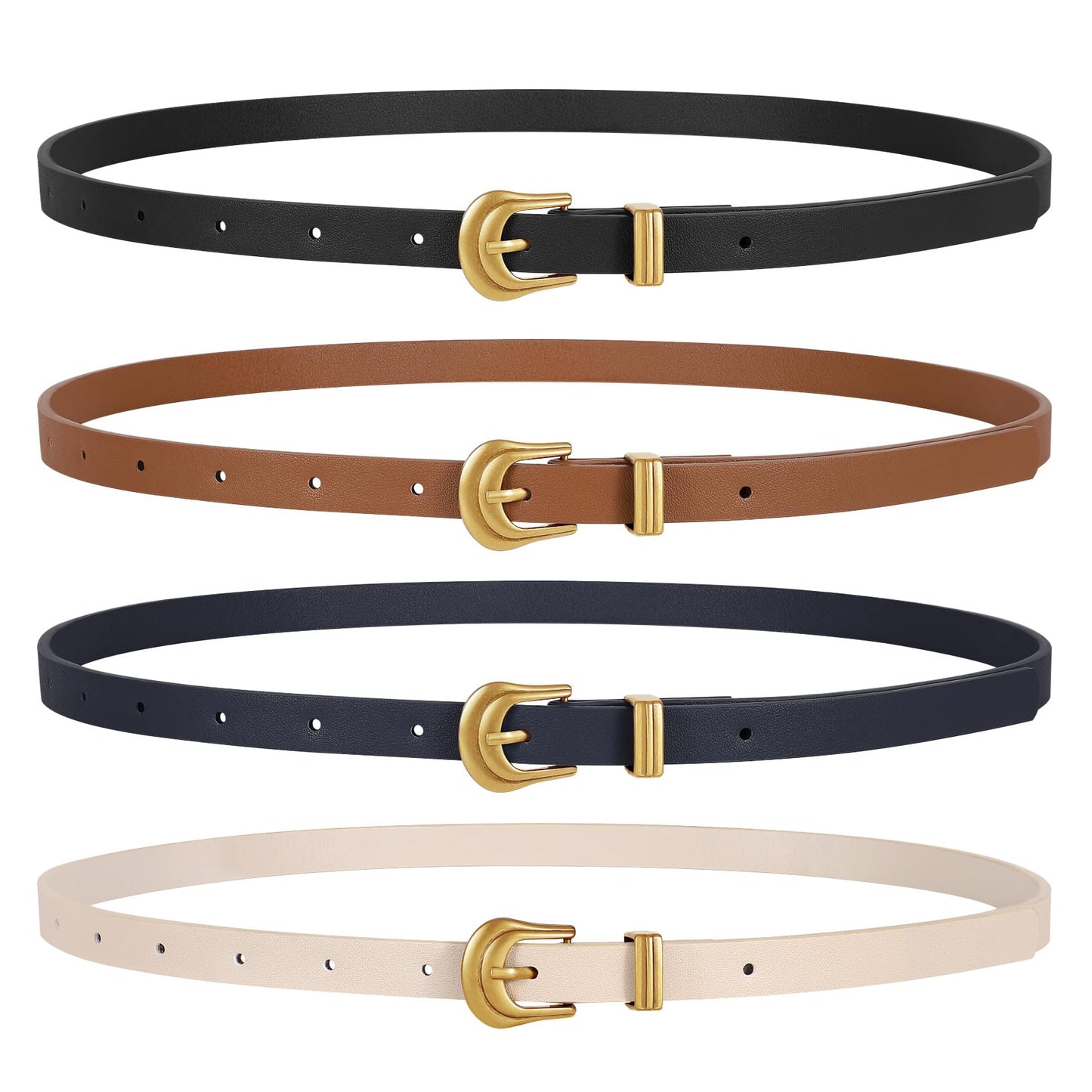 Women’s Skinny Leather Belts – 4 Pack