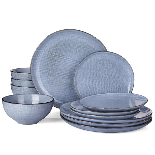Famiware 12 Pieces Stoneware Dinnerware Sets