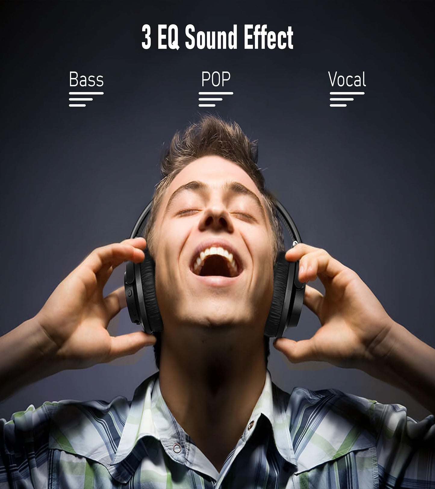 Bluetooth Headphones, Wireless headphones bluetooth, 70H Playtime Headphones Wireless Bluetooth 5.1 with With Mic & 3EQ Modes, Over Ear Headphones HiFi Stereo for Home Traver Work PC/Callphones