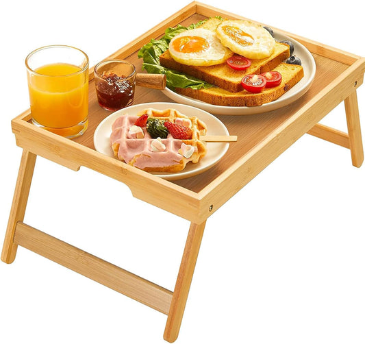 Pipishell Bamboo Bed Tray Table with Foldable Legs