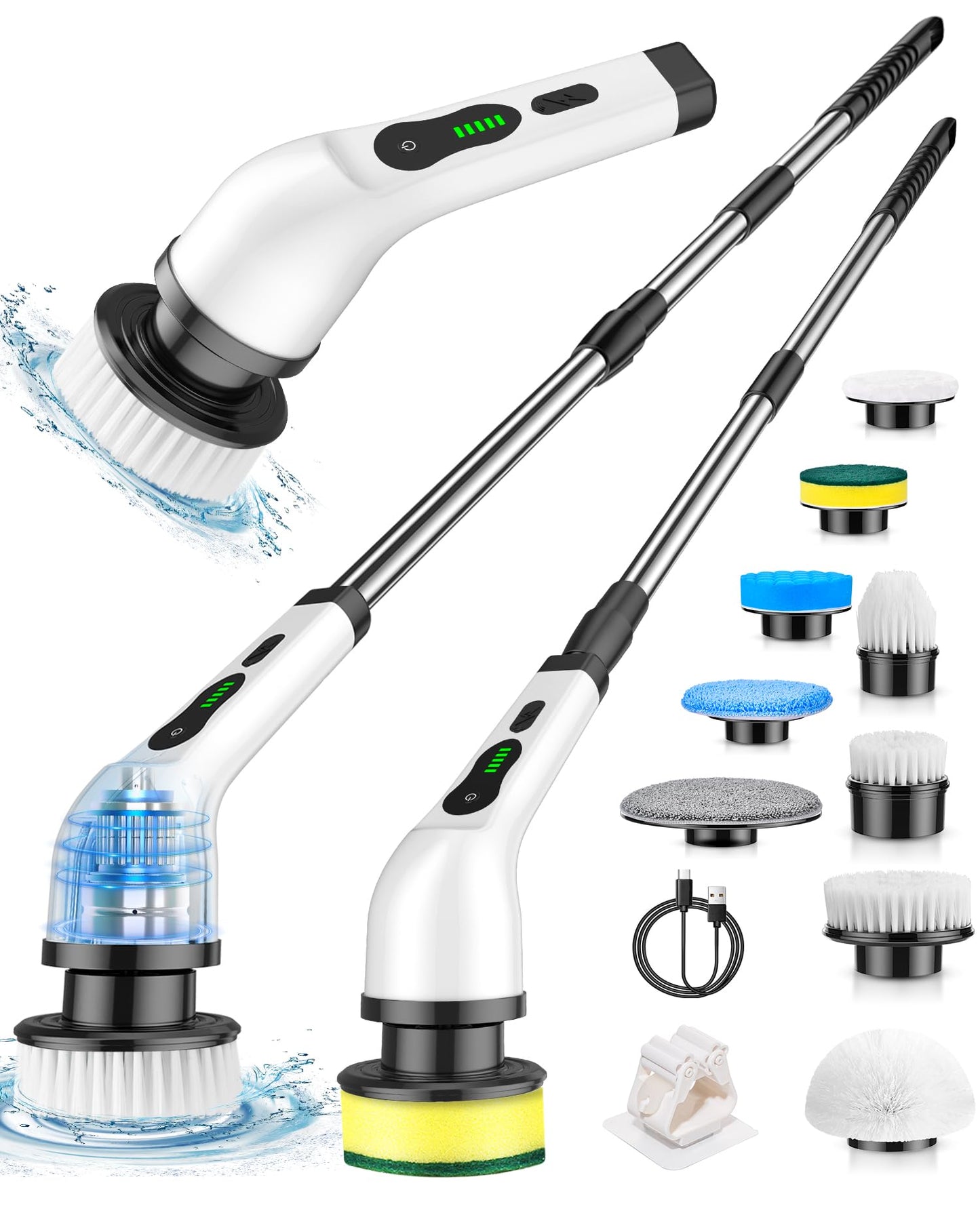 Electric Spin Scrubber - Cordless Cleaning Brush with 9 Brush Heads
