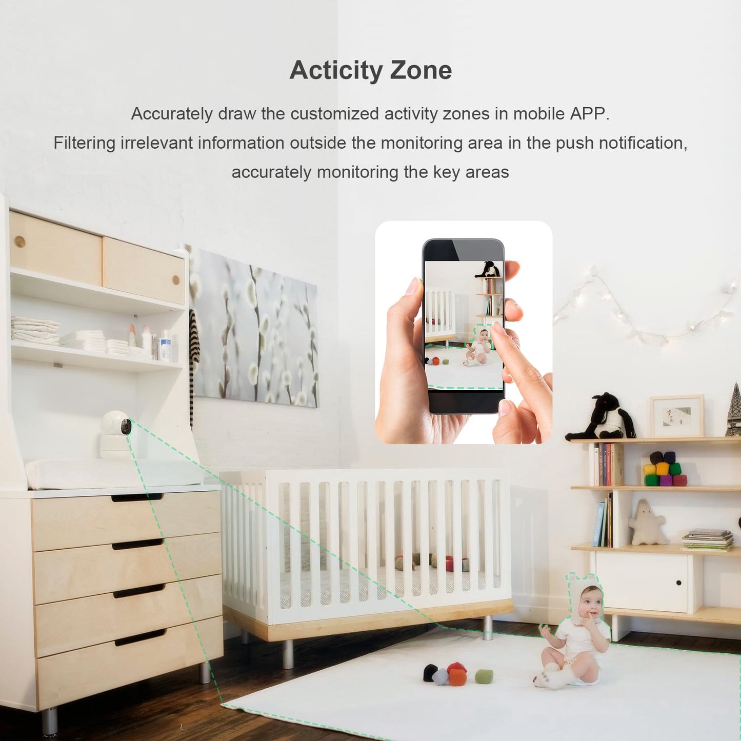 Linkthai Indoor Security Camera, 2K Pet Dog Camera with Phone App,Baby Monitor Camera with Auto Tacking Motion Detection, Cloud & SD Card Storage3 with Night Vision(2.4GHz ONLY) (White)