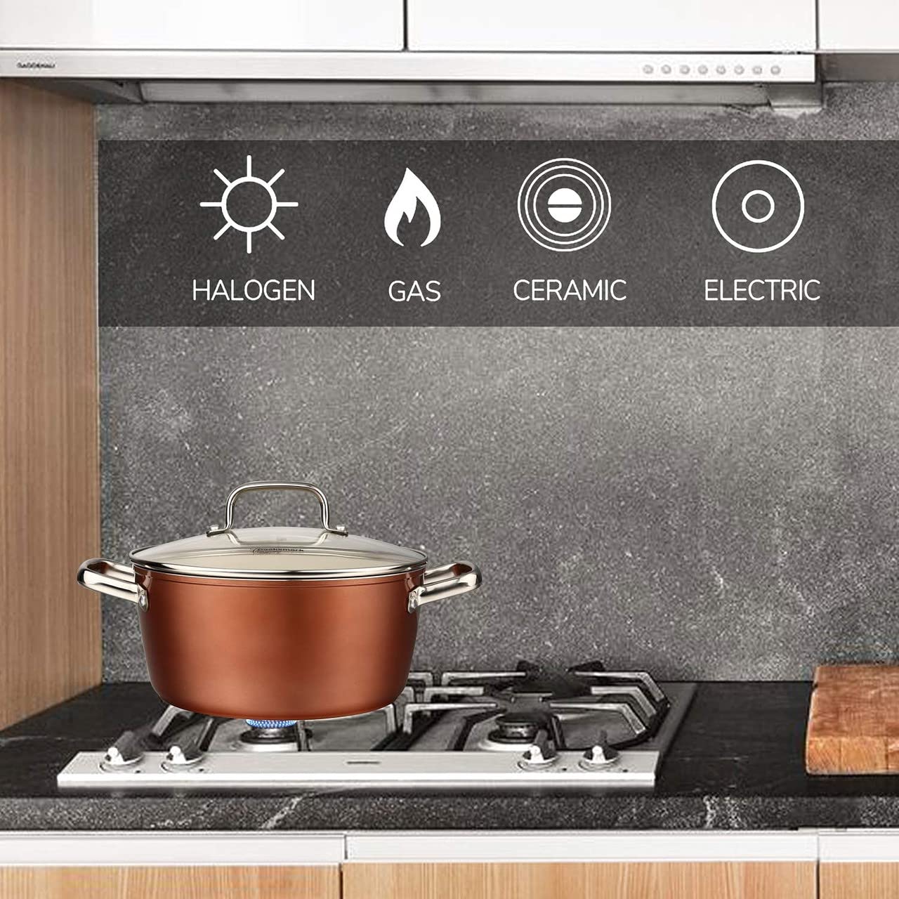 10-Piece Nonstick Copper Pots And Pans Cookware Set With Lids