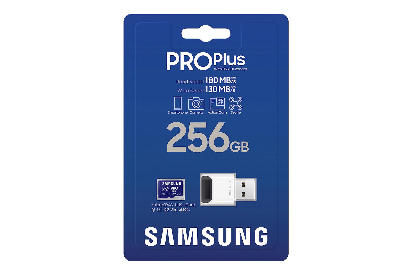 SAMSUNG PRO Plus microSD Memory Card + Reader, 256GB