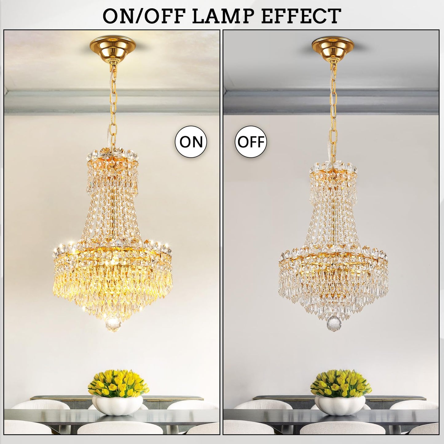 CEENWE 5 Light Gold Fish Crystal Chandelier,French Empire Style Chandeliers,Classic K9 Crystals Rain Drop Fixture for Living Room Foyer Entryway Hotel