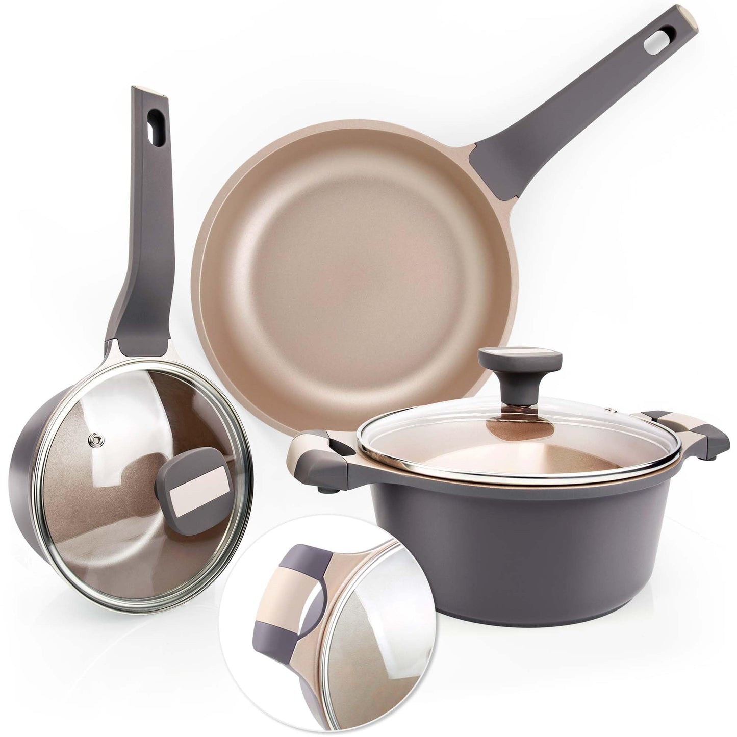 PUREAIN 5 Pieces Nonstick Pots and Pans Set