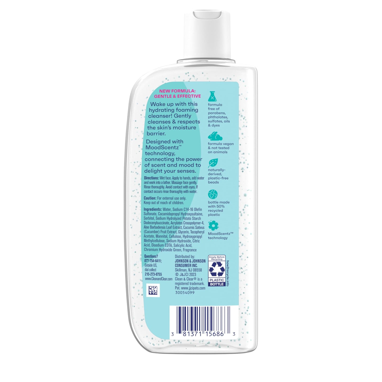 Clean & Clear Morning Burst Oil-Free Hydrating Facial Cleanser with BHA, Cucumber & Aloe Extracts, Face Wash Gently Removes Oil & Pore Clogging Impurities, 8 fl. oz