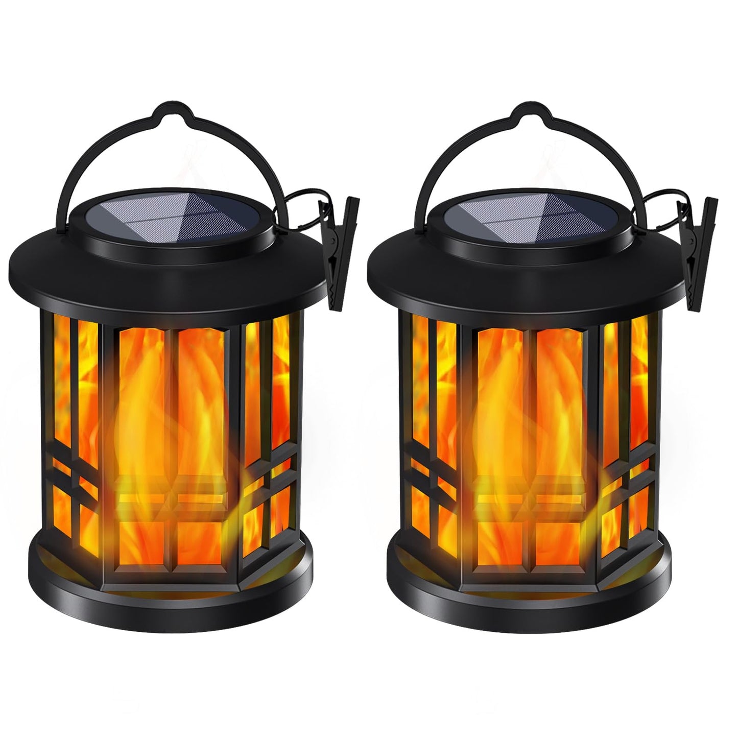 Solar Lanterns Waterproof Outdoor Hanging Lights, 2-Pack