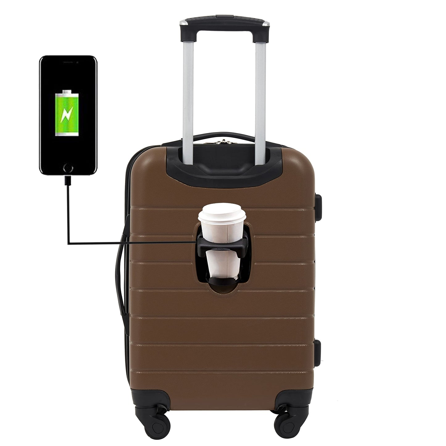 Wrangler Smart Luggage Set with Cup Holder and USB Port
