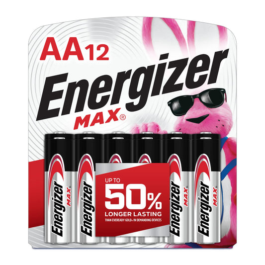 Energizer AA Batteries (12 Count), Double A Max Alkaline Battery