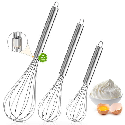 Stainless Steel Wire Whisk Set - 3 Packs Balloon Whisk