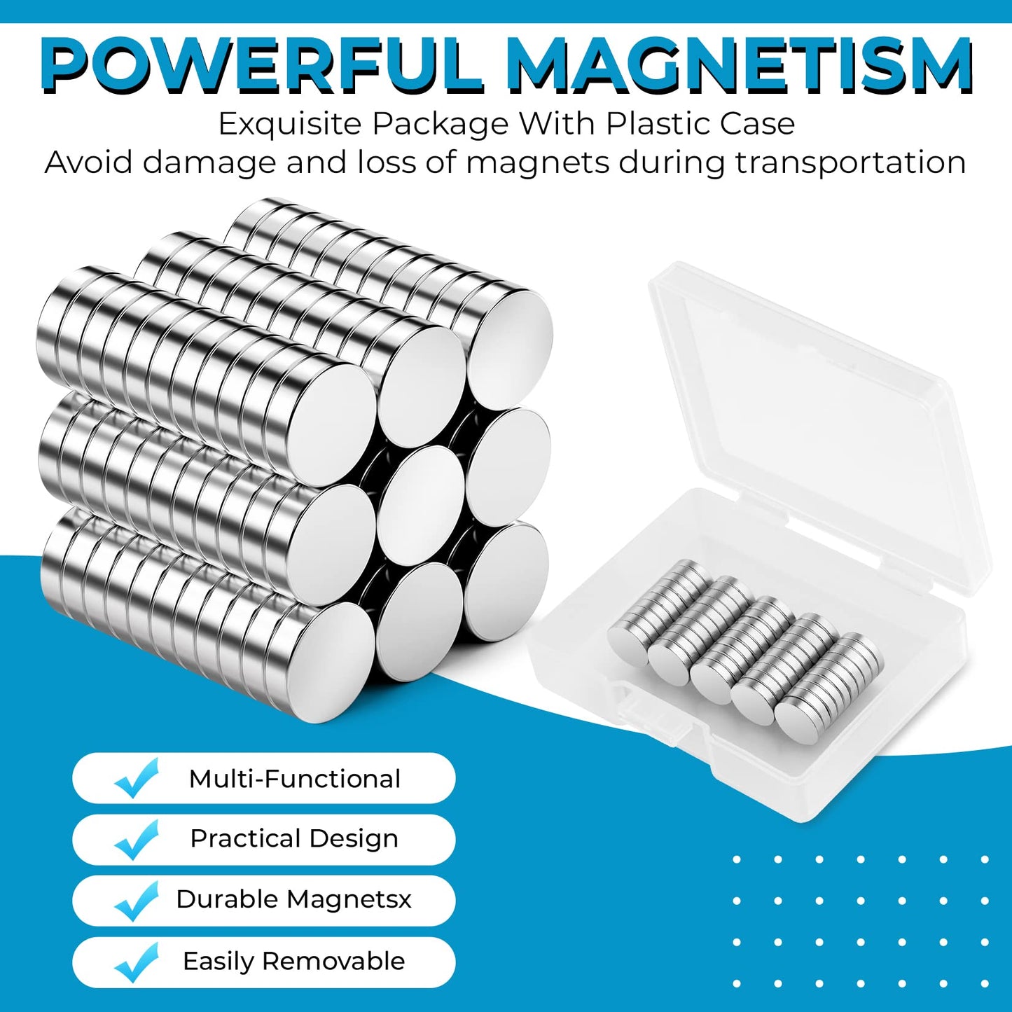 Grtard Tiny Magnets, 50 Pack Rare Earth Magnets, Round Magnets, Neodymium Magnets for Refrigerator, DIY, Building, Crafts and Kitchen Cabinet, Office Magnets - 8×2mm