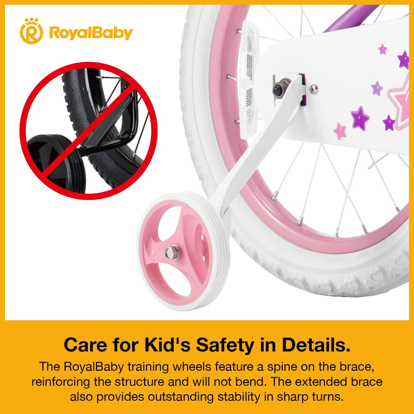 Royalbaby Stargirl Kids Bike 14 Inch Girls Bicycle for Children with Training Wheels & Basket, Purple