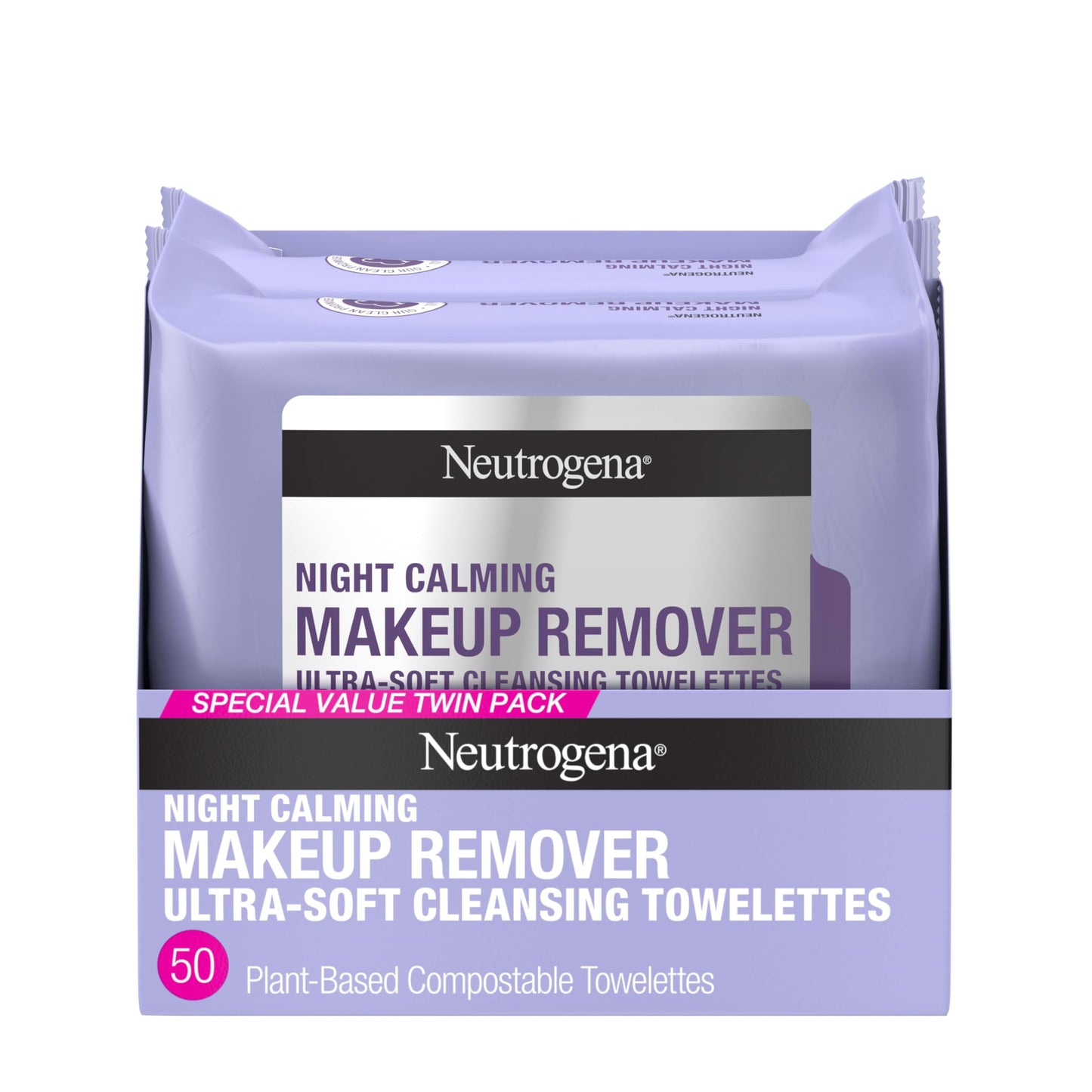 Neutrogena Night Calming Makeup Remover Face Wipes (2 Packs of 25)
