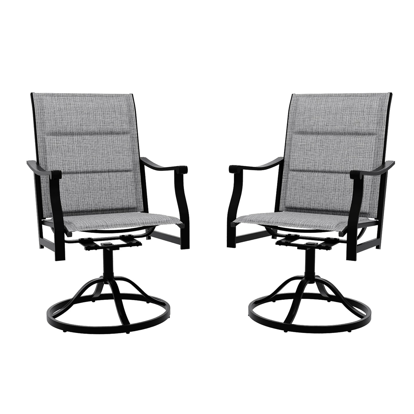 Patio Swivel Dining Chairs Textilene High Back Set of 2