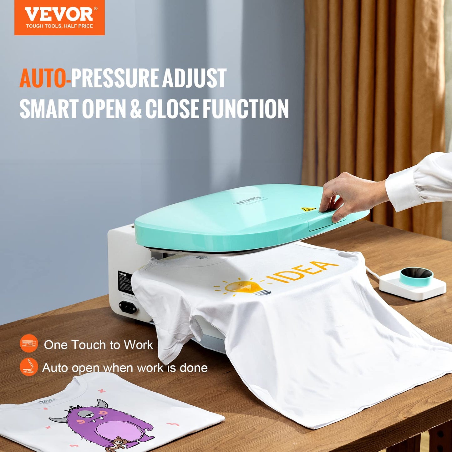 VEVOR Auto Heat Press Machine - Smart Heat Press Machine for T-Shirts - Heat Up Fast & Distribute Heat Evenly, Intelligent Tshirt Press Machine for HTV, Sublimation, Heat Transfer Projects, 15"x12"