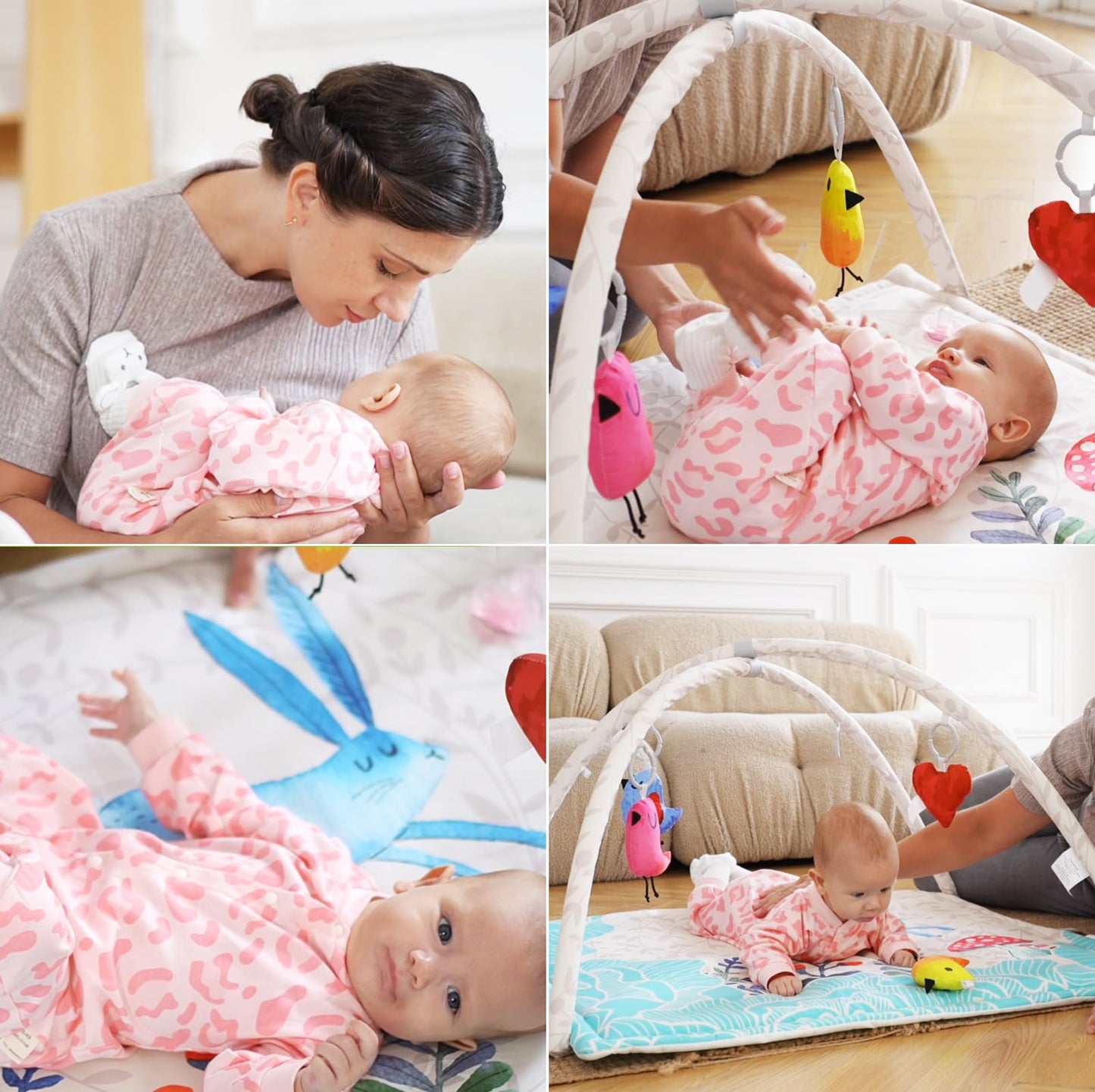 Baby Play Gym Mat,4 in 1 Baby Play Mat Activity Gym, Baby Play Mats for Babies, Portable Baby Play Gym Infant Activity Center for Newborn to Develop Motor Cognition Suitable for Newborns to Toddlers