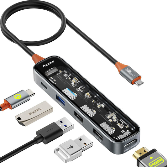 Aceele USB C Hub Splitter, 30cm Long Cable