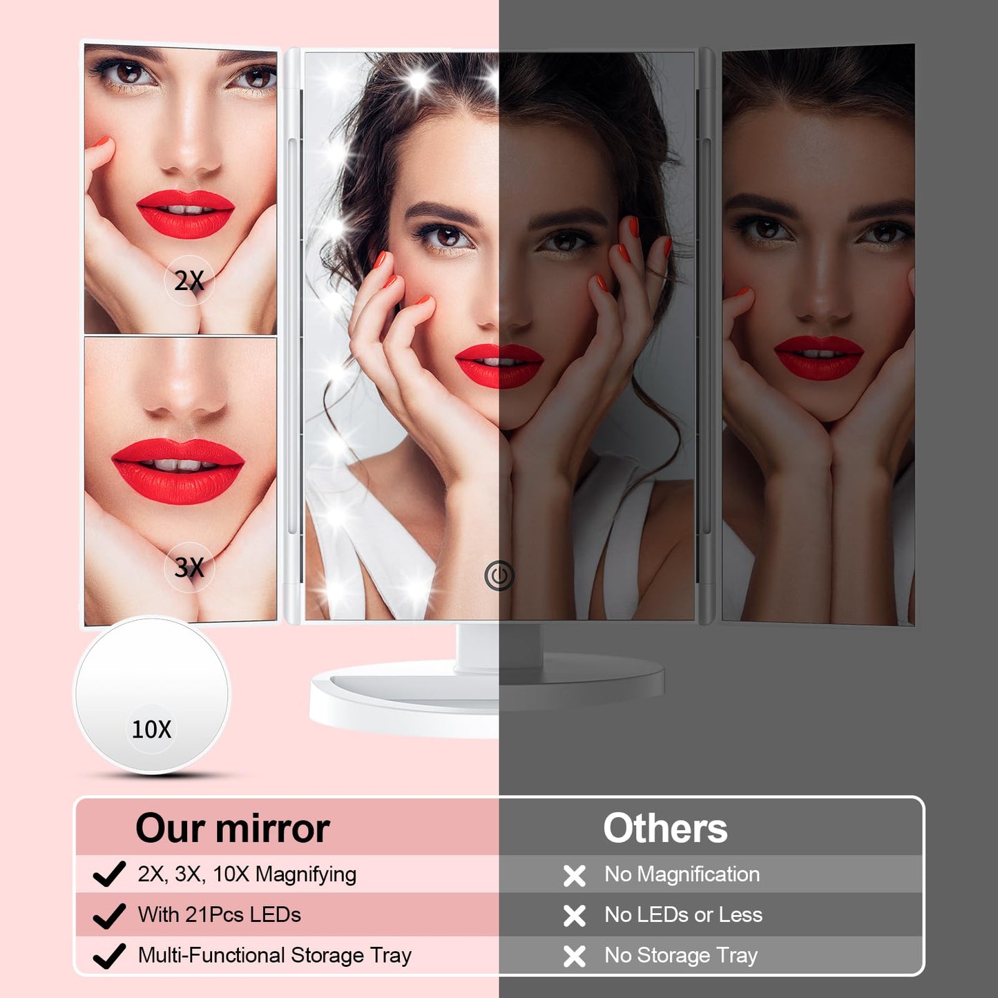 Vanity Mirror with Lights 2X 3X 10X Magnification