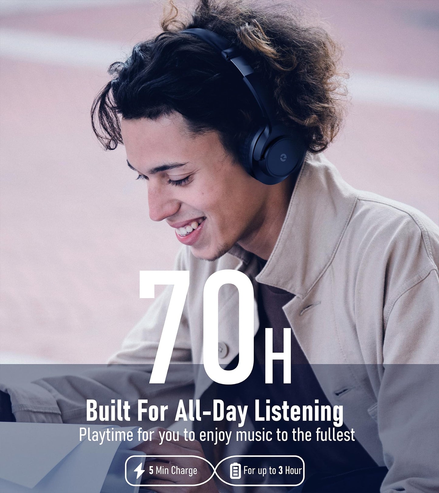 Bluetooth Headphones, Wireless headphones bluetooth, 70H Playtime Headphones Wireless Bluetooth 5.1 with With Mic & 3EQ Modes, Over Ear Headphones HiFi Stereo for Home Traver Work PC/Callphones