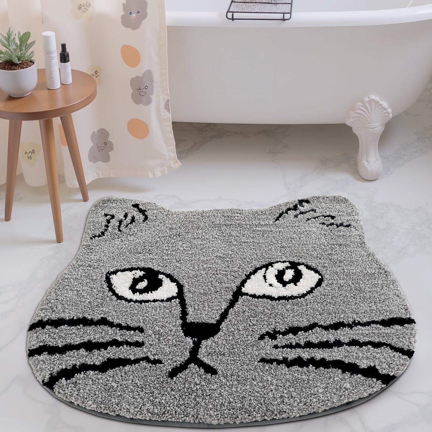 LUMI Grey Cat Bath Mat – Plush, Non-Slip, Washable