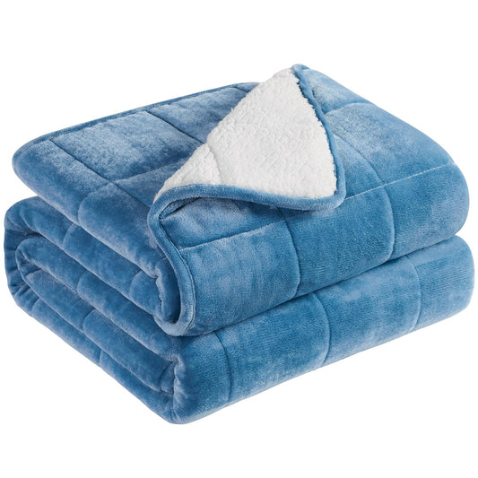 HOSUKKO Sherpa Flannel Weighted Blanket - 15 lbs Dual Sided Comfort Soft  60x80 inches