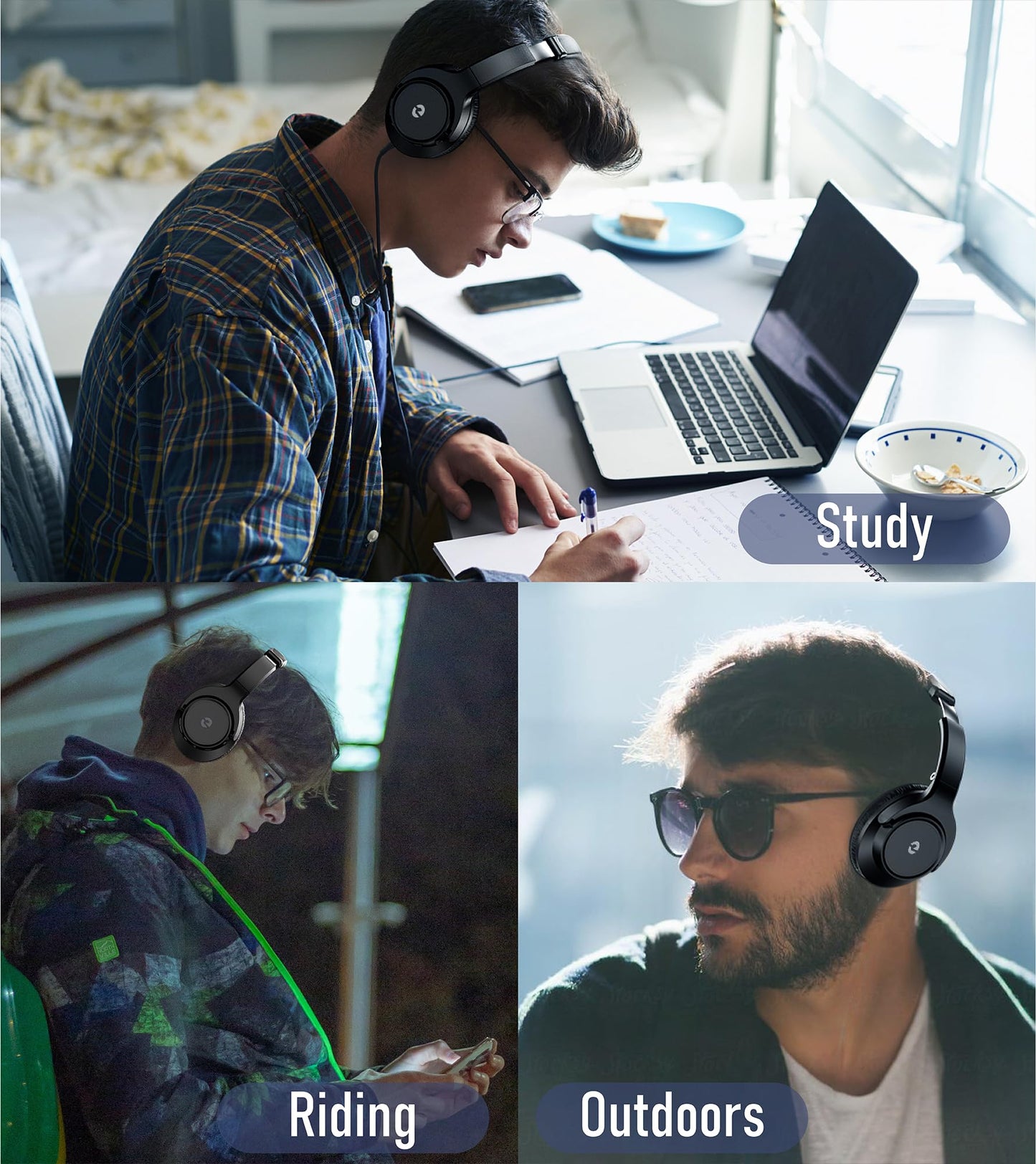 Bluetooth Headphones, Wireless headphones bluetooth, 70H Playtime Headphones Wireless Bluetooth 5.1 with With Mic & 3EQ Modes, Over Ear Headphones HiFi Stereo for Home Traver Work PC/Callphones