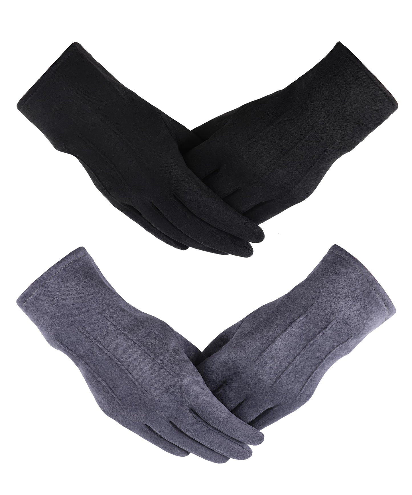 Women's Winter Gloves Comfortable and Warm Double-Sided Velvet Lining Thickened Warm 2 Pairs