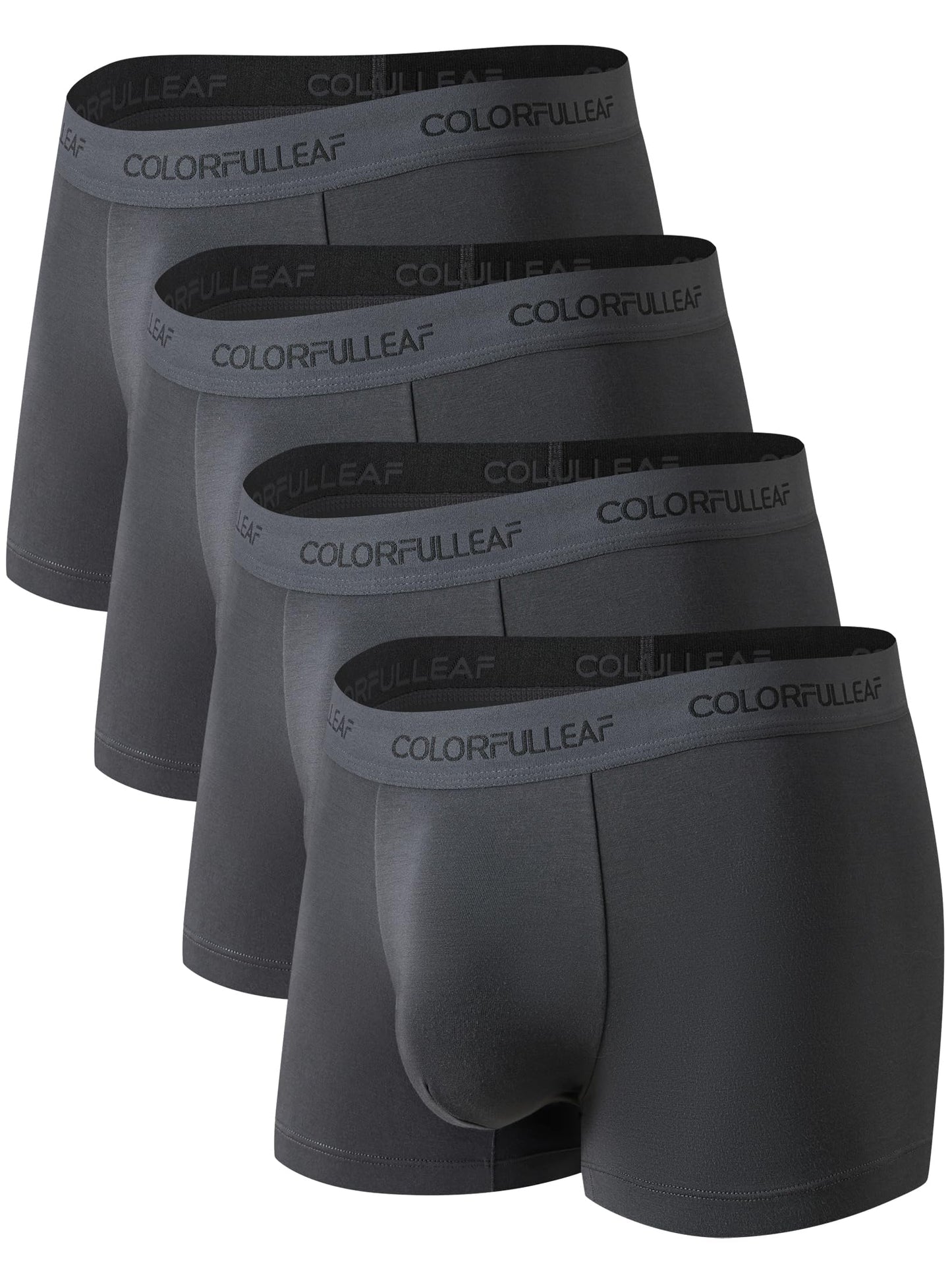 COLORFULLEAF Men's Bamboo Underwear Ultra Soft Comfy Breathable Bamboo Rayon Trunks in 4 Pack(4Dark Grey,Small)