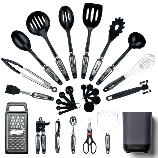Silicone Kitchen Utensils Set & Holder