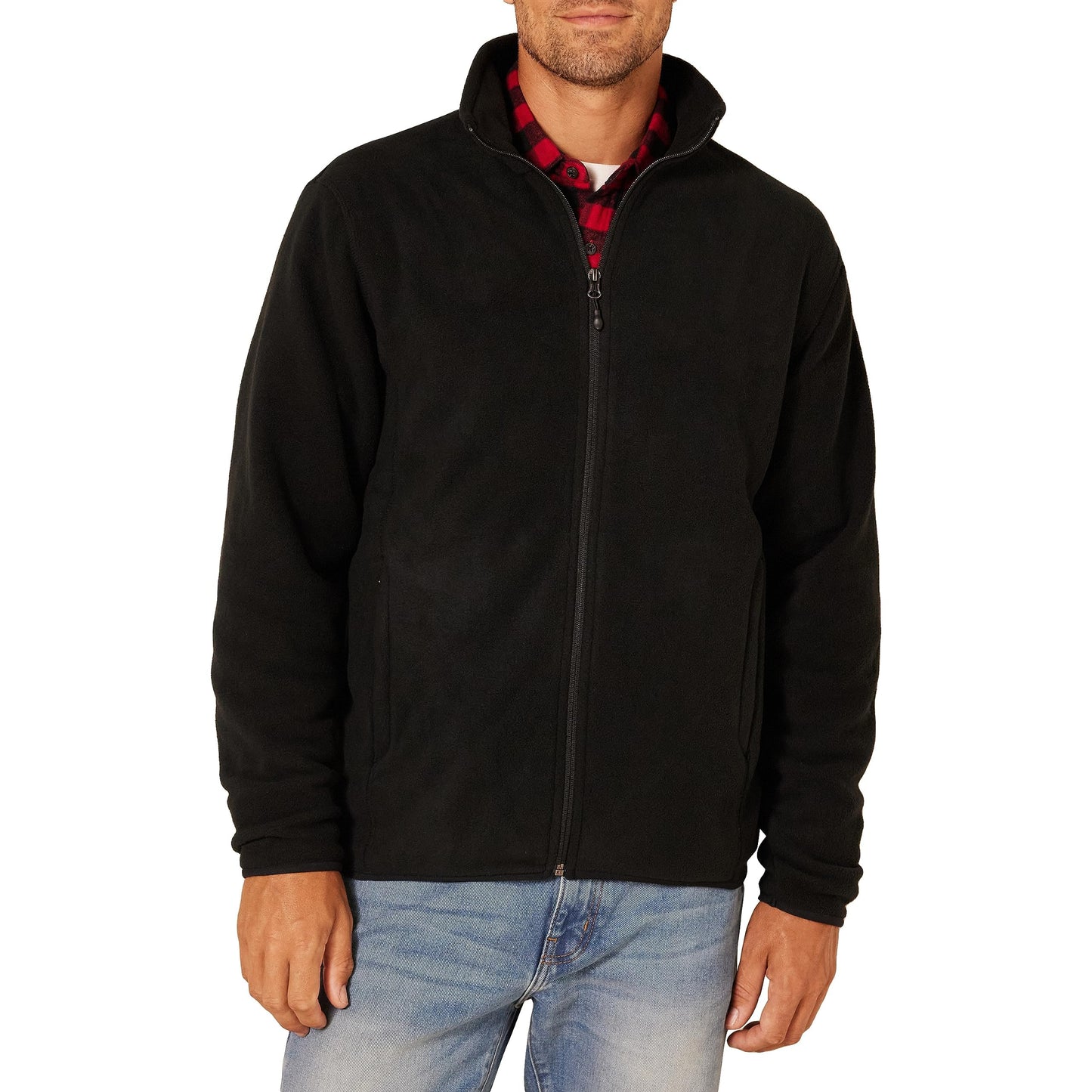 Amazon Essentials Men's Full-Zip Fleece Jacket-Discontinued Colors, Black, Small