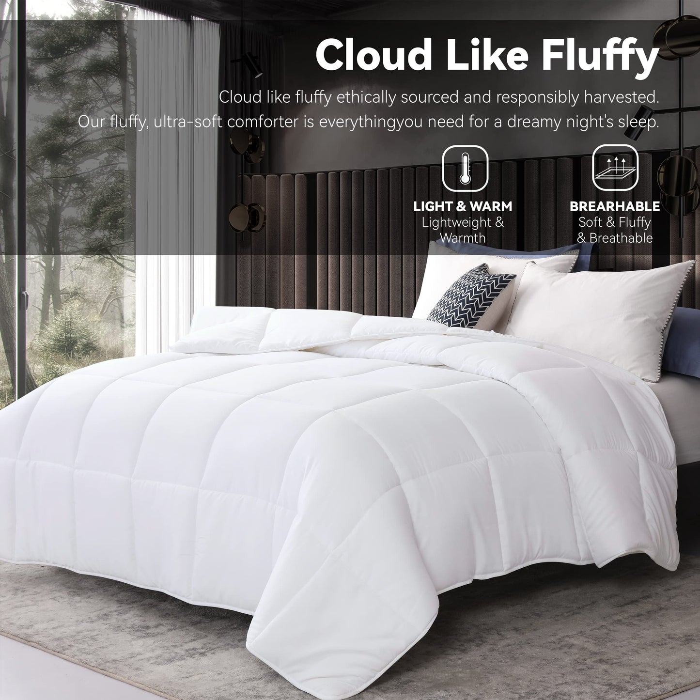 Johalaide Bedding Twin Comforter Duvet Insert, Quilted White Down Alternative Comforter with Ultra-Soft Brushed Fabric,All Season Comforter with 8 Tabs