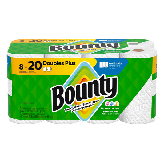 Bounty Paper Towels, 8 Double Plus Rolls = 20 Regular Rolls