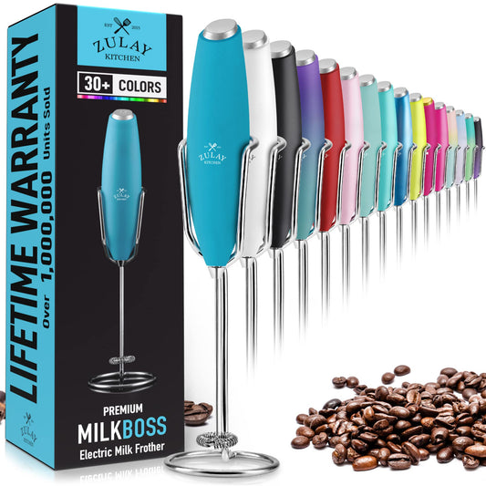 Zulay Kitchen Milk Frother – Handheld with Stand