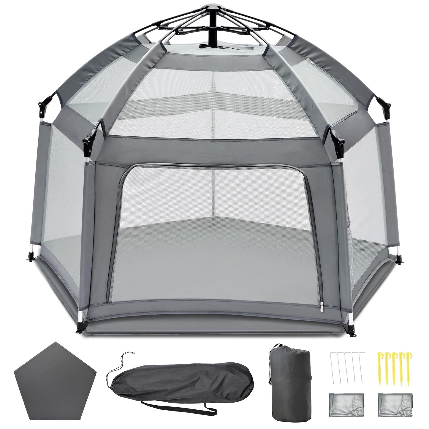 Baby Playpen with Self-Inflating Play Mat & Travel Bag