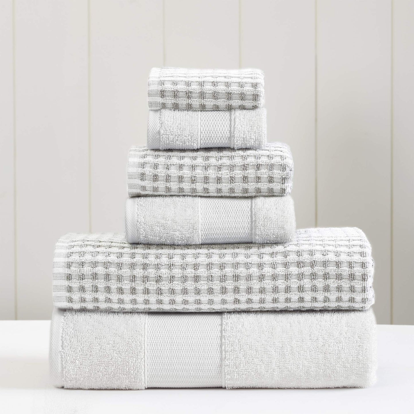 6-Piece Yarn Dyed Cobblestone Jacquard Towel Set
