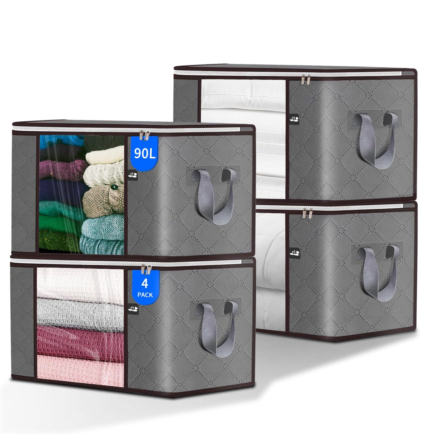 4 Pack 90L Large Storage Bins With Lids