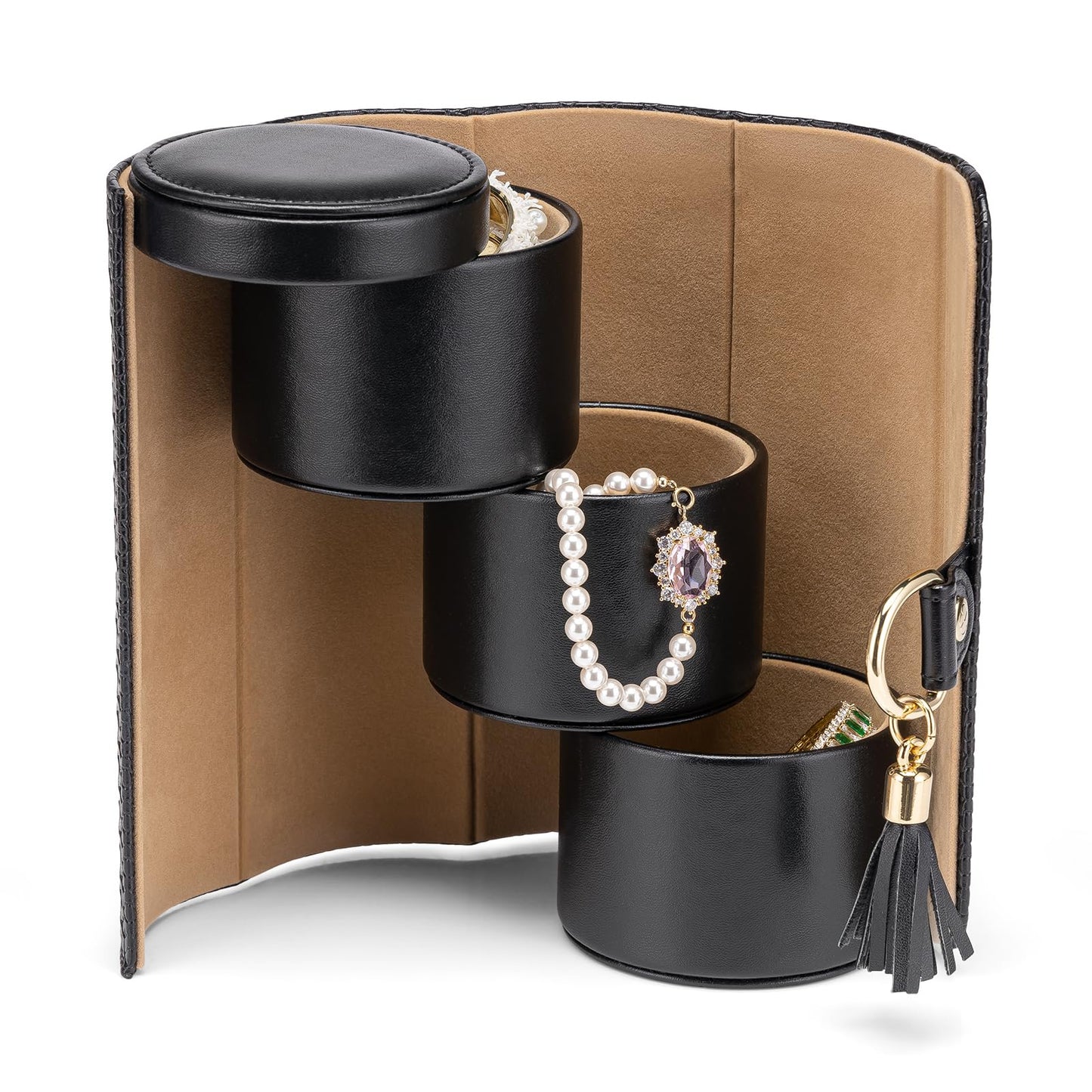 Vlando Leather Jewelry Roll Box Organizer