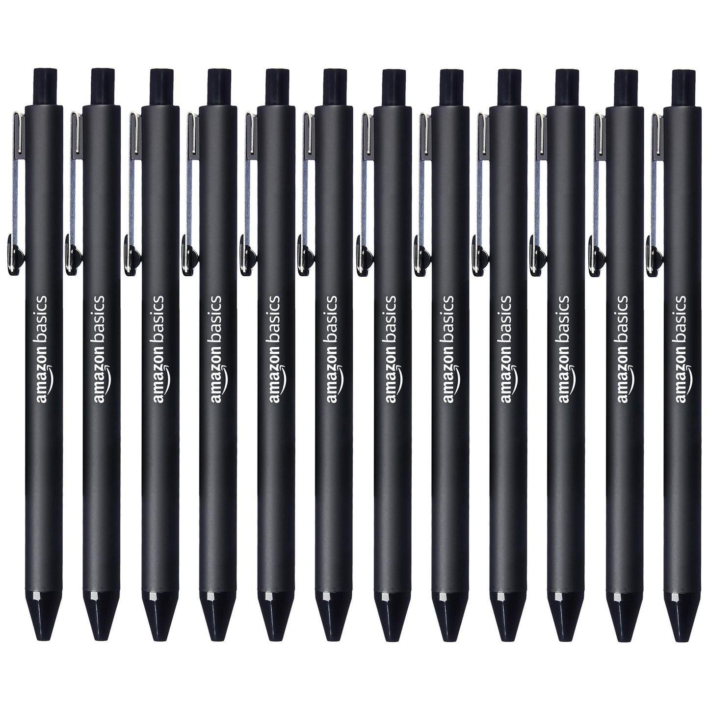 Amazon Basics Black Ballpoint Pens, Retractable, 12-Pack