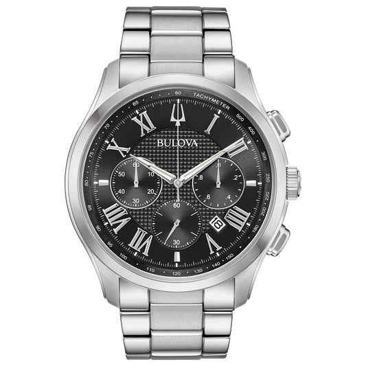 Bulova Men's Stainless Steel Wilton Jewel Watch, 43mm