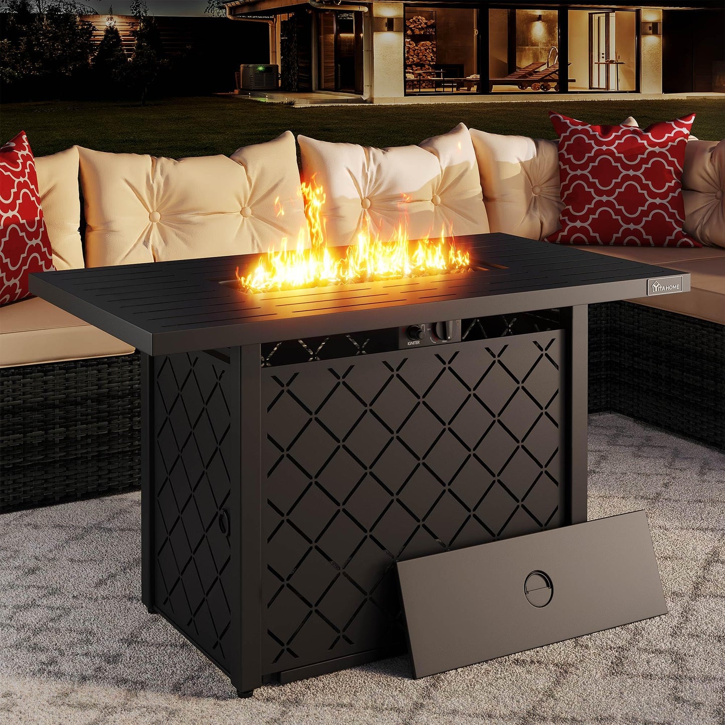 43 Inch Propane Fire Pit Table, 50,000 BTU