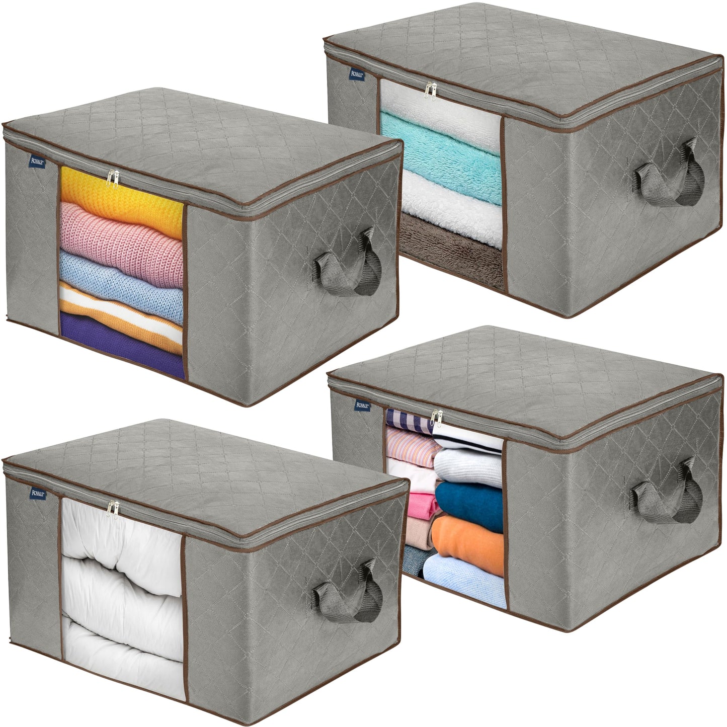 Large Capacity 4 Pack Clothes Storage Bag Organizer with Strong Handle