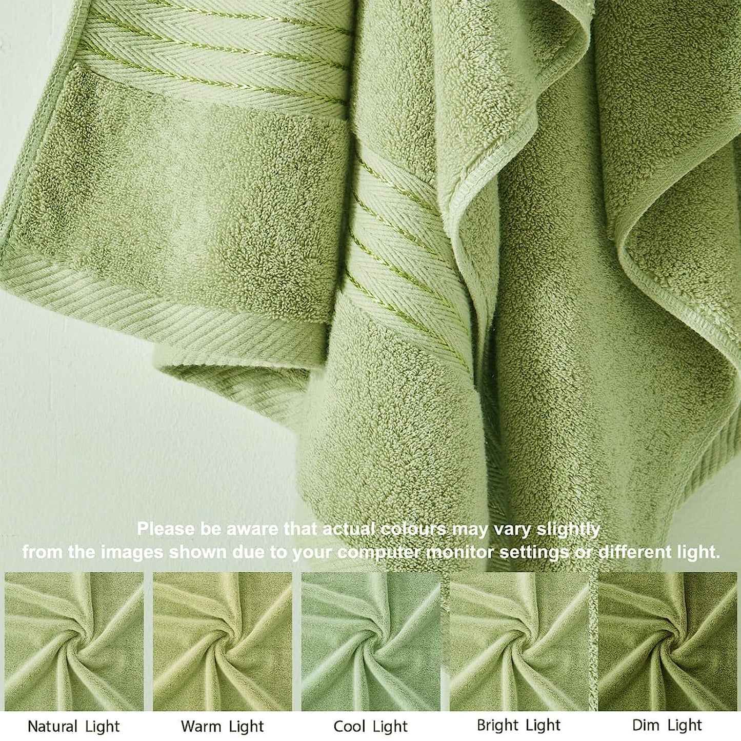 COZYART Green Hand Towels for Bathroom 4 Pcs, 13x30 Cotton Guest Hand Towels Set Super Soft Highly Absorbent Durable 650 GSM Towels for Daily Use