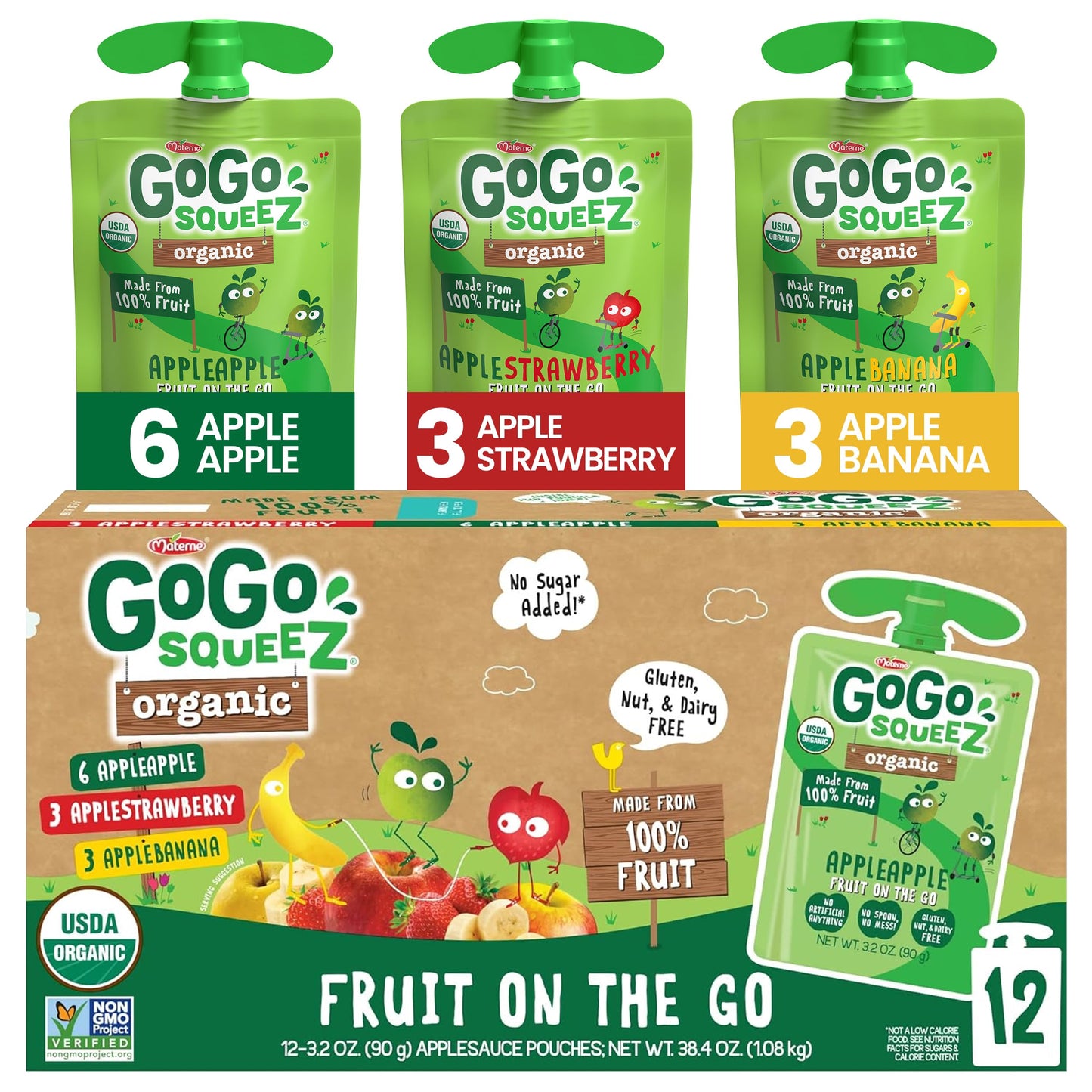 GoGo squeeZ Organic Applesauce & Fruit Pure - Pack of 12