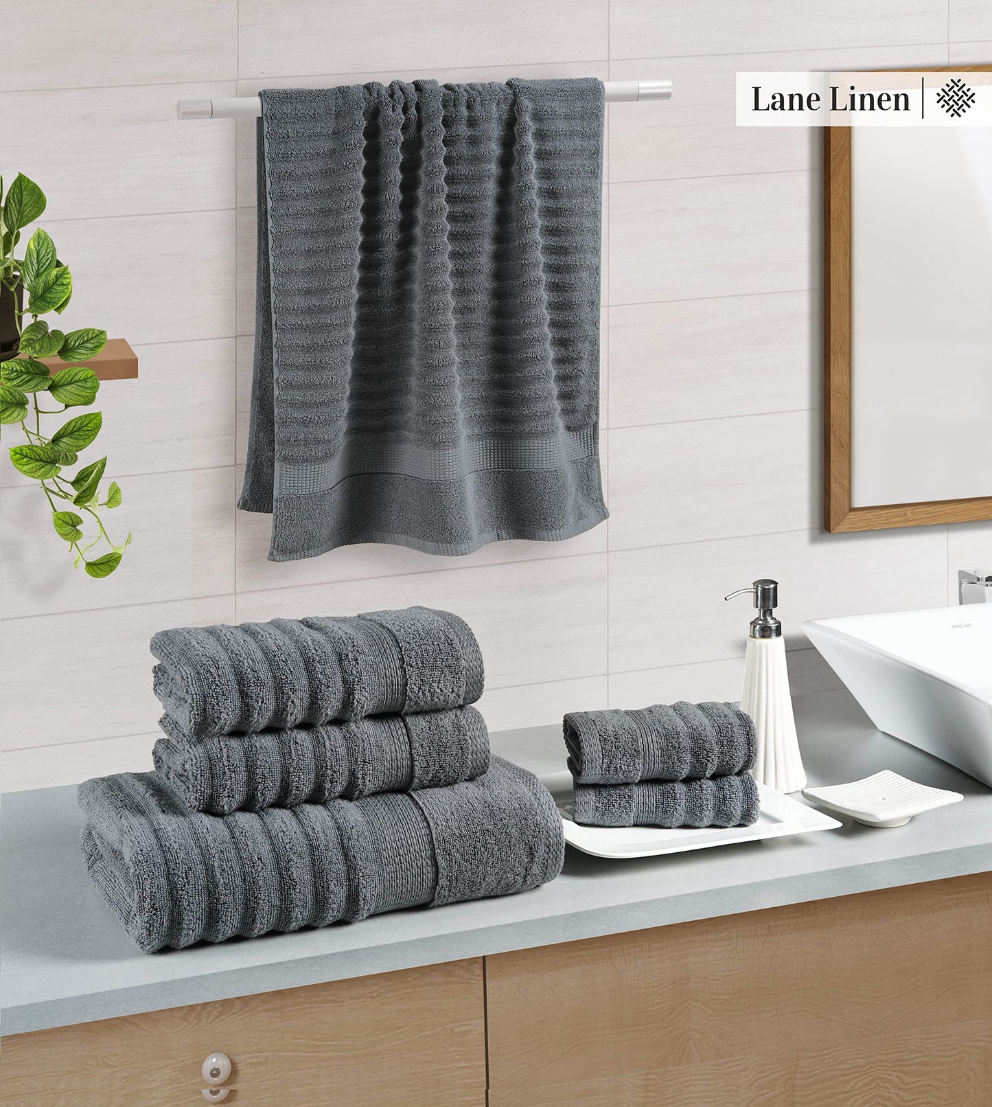 LANE LINEN Bathroom Towels Set - Set of 6