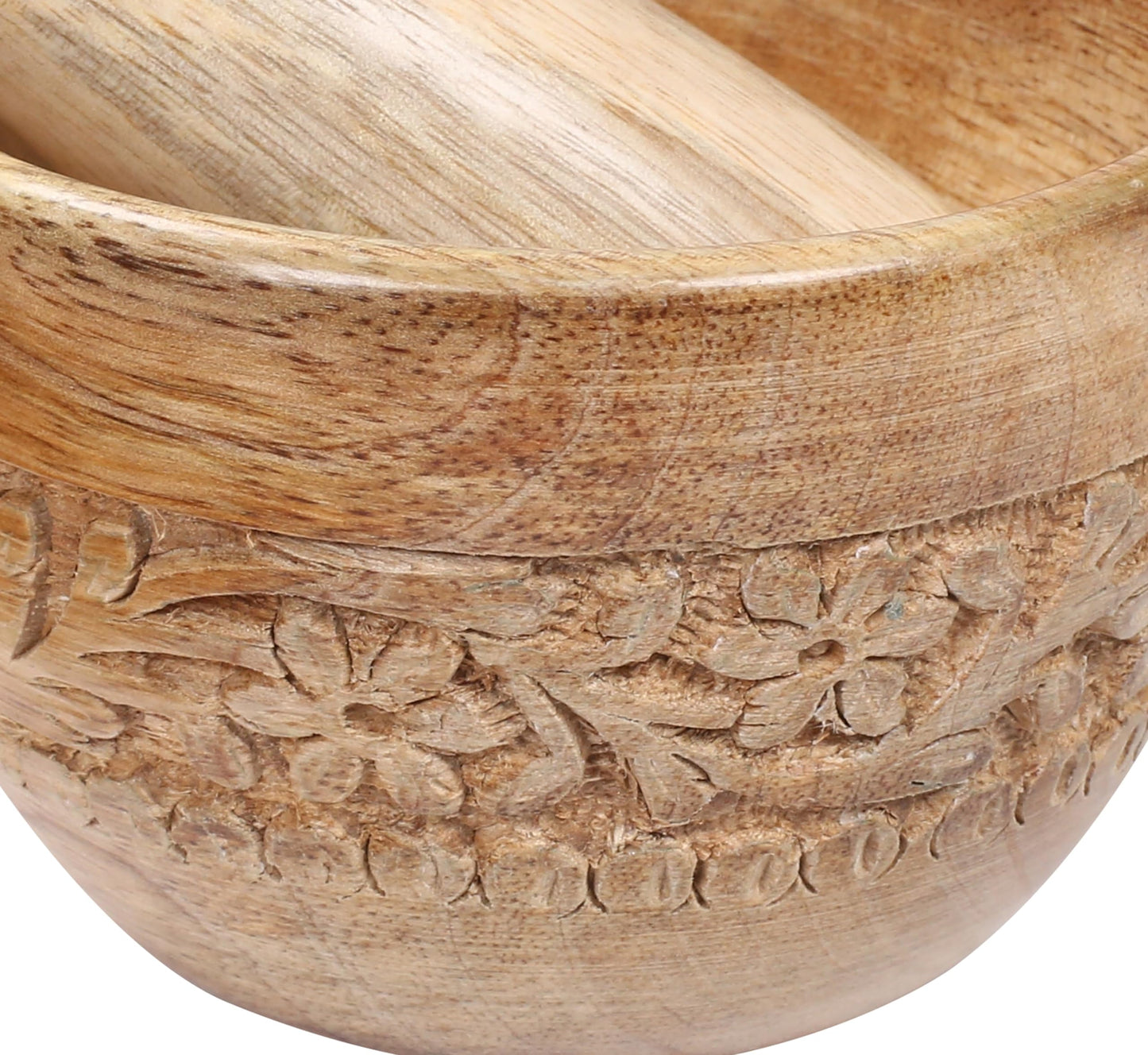 Hand-Carved Wooden Mortar & Pestle – Natural, 4 Inch